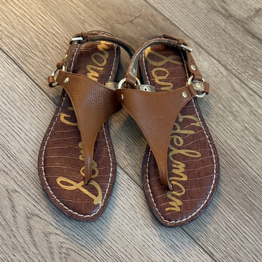 Sam Edelman Tan Leather Thong Sandals
